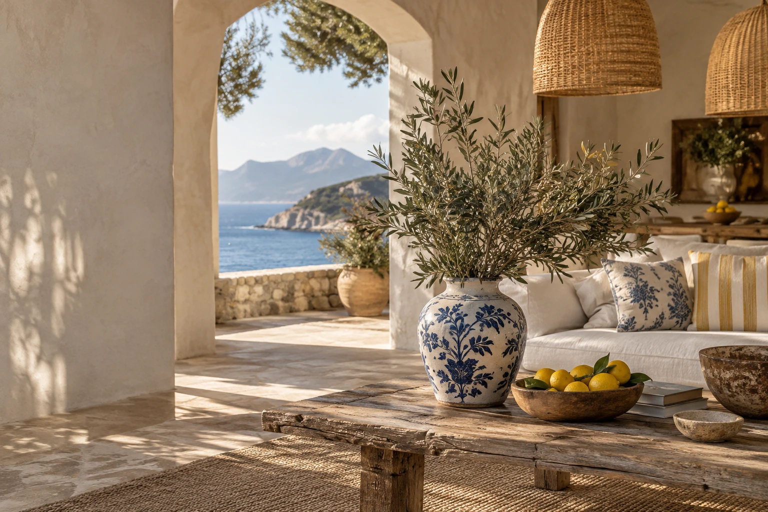 Sonniger Blick aus einer mediterranen Wohnwelt